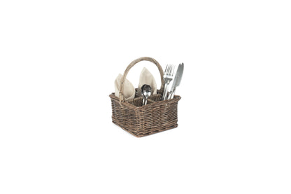ANTIQUE WASH SQUARE 4 SECTION CUTLERY BASKET