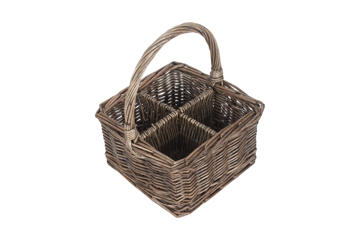 ANTIQUE WASH SQUARE 4 SECTION CUTLERY BASKET