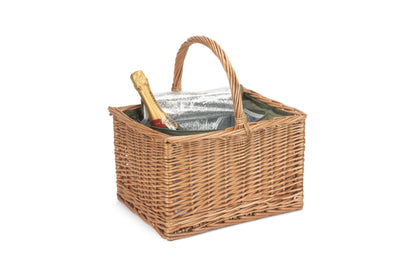 DELUXE BUTCHER'S BASKET with GREEN TWEED COOLER BAG