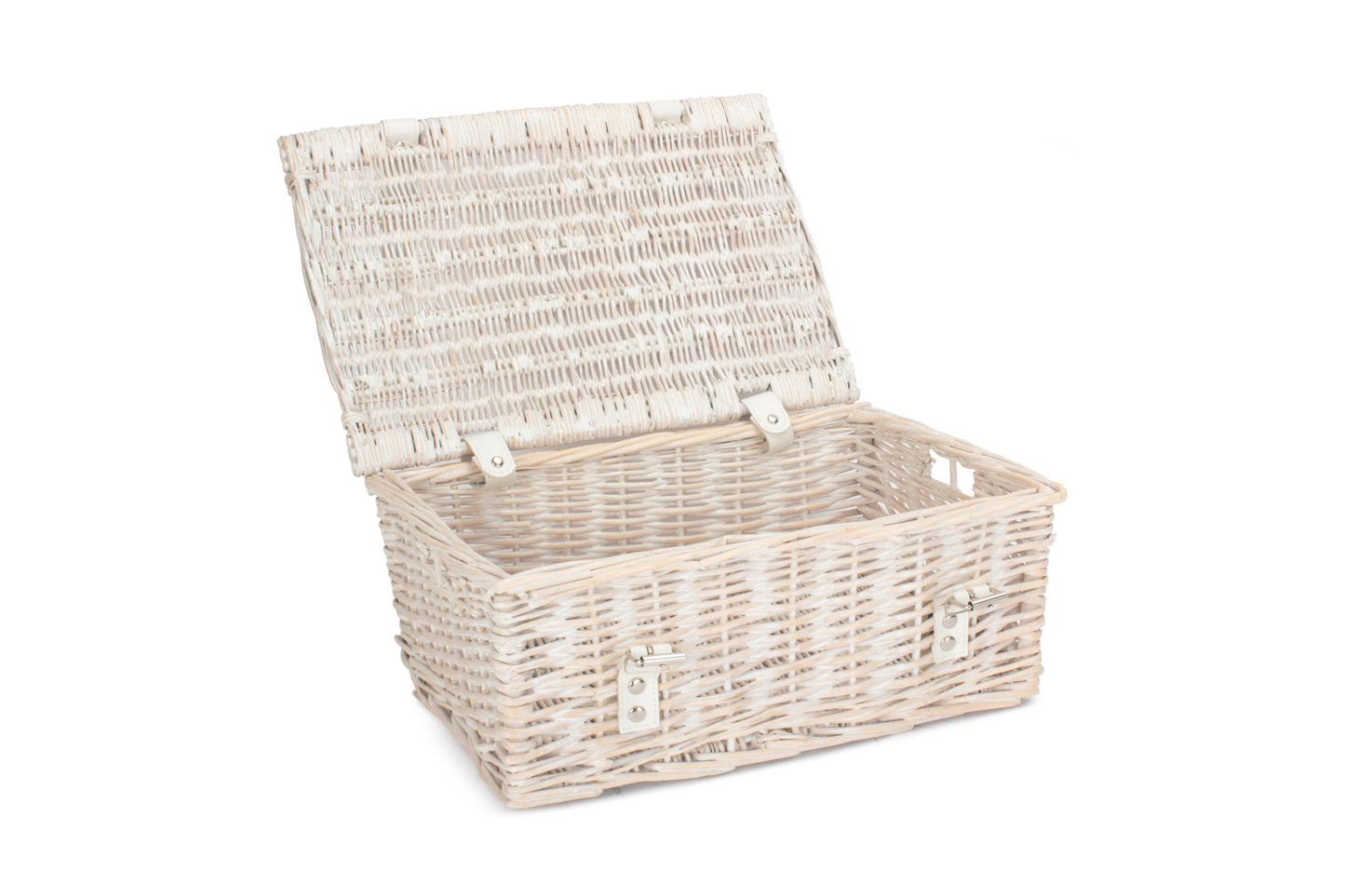 14 inch EMPTY WICKER HAMPER BASKET - WHITE WASH - UNLINED