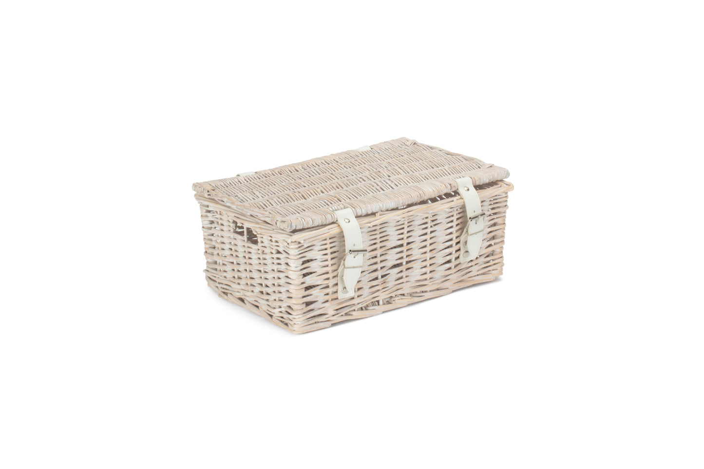 14 inch EMPTY WICKER HAMPER BASKET - WHITE WASH - UNLINED