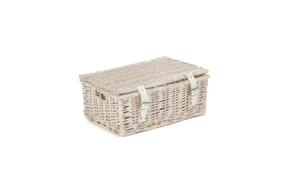 14 inch EMPTY WICKER HAMPER BASKET - WHITE WASH - UNLINED