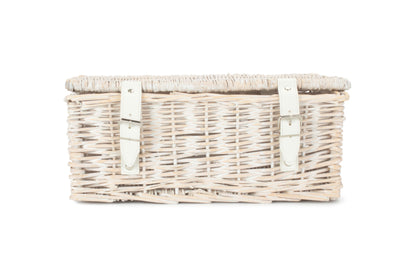 14 inch EMPTY WICKER HAMPER BASKET - WHITE WASH - UNLINED