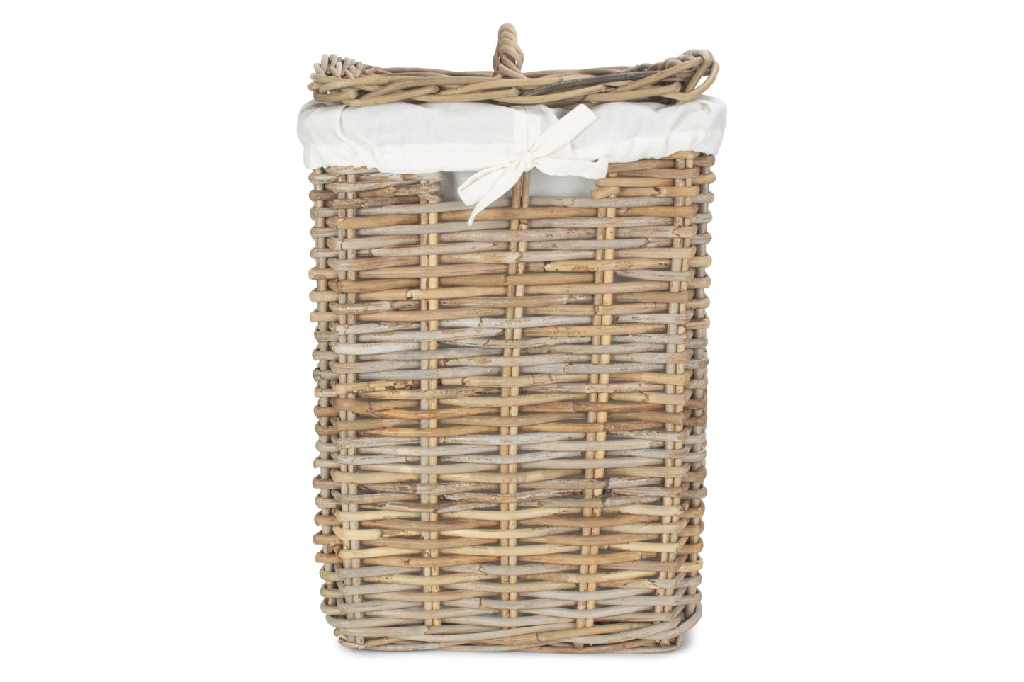 SMALL SQUARE RATTAN LAUNDRY HAMPER BASKET