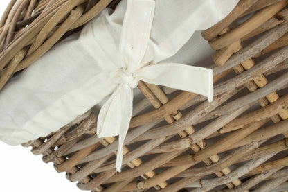SMALL SQUARE RATTAN LAUNDRY HAMPER BASKET