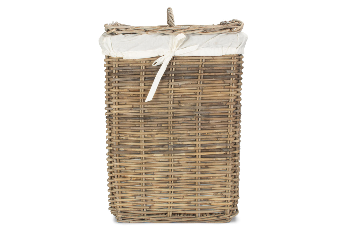 LARGE SQUARE RATTAN LAUNDRY HAMPER BASKET