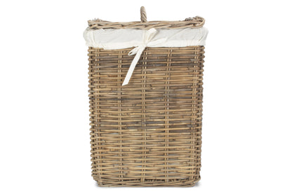 LARGE SQUARE RATTAN LAUNDRY HAMPER BASKET