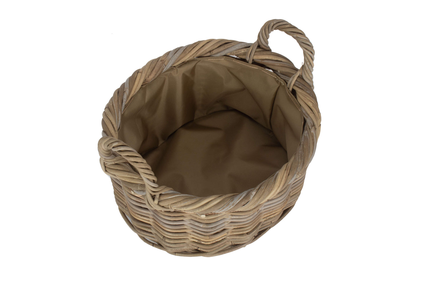 SIZE 1 OVAL RATTAN STORAGE BASKET with CORDURA LINING