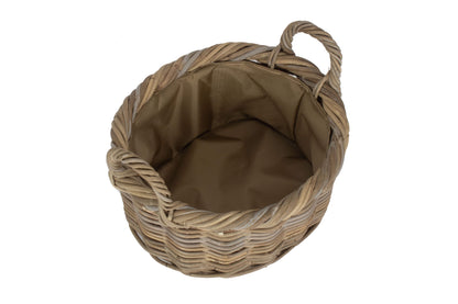 SIZE 1 OVAL RATTAN STORAGE BASKET with CORDURA LINING