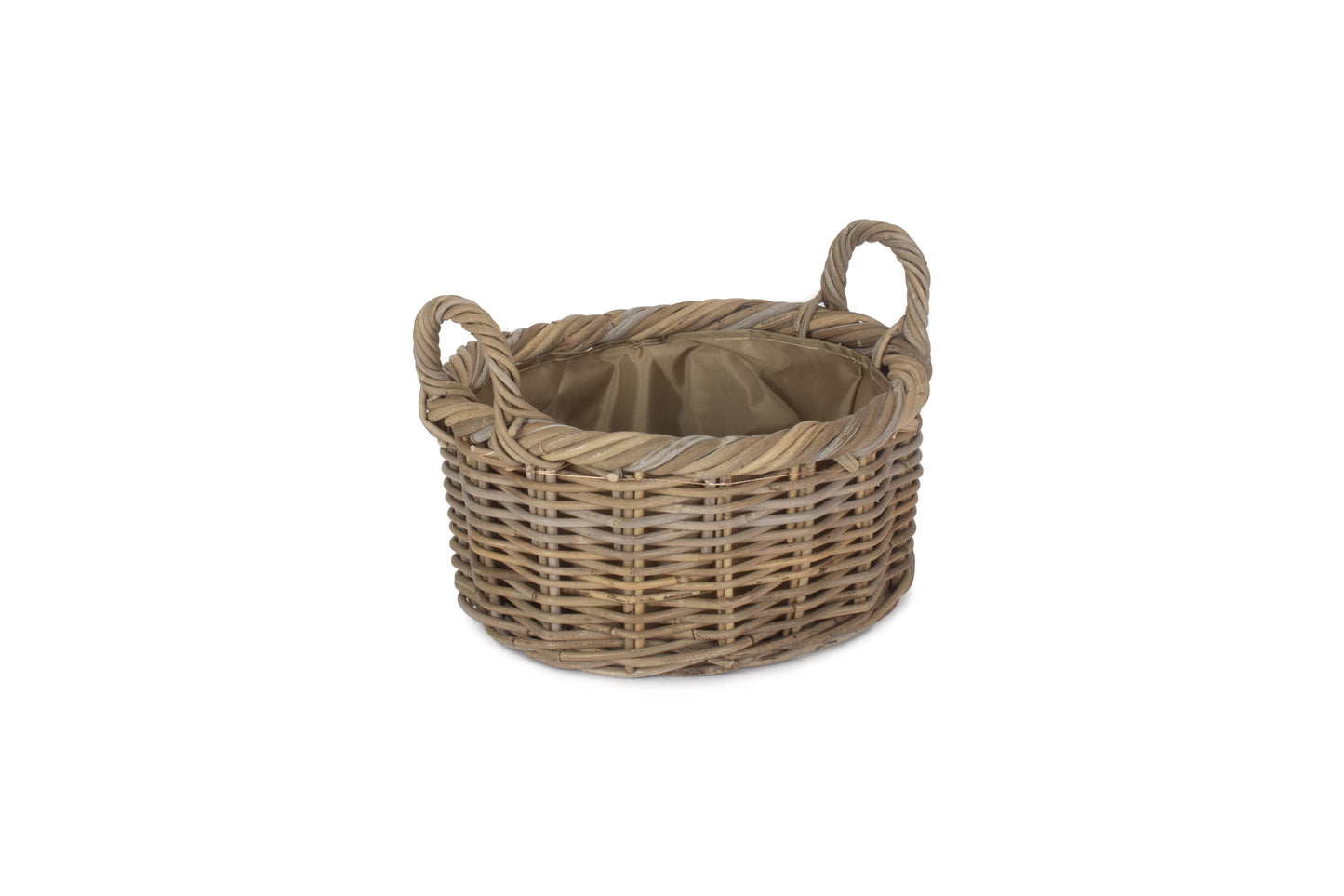 SIZE 1 OVAL RATTAN STORAGE BASKET with CORDURA LINING