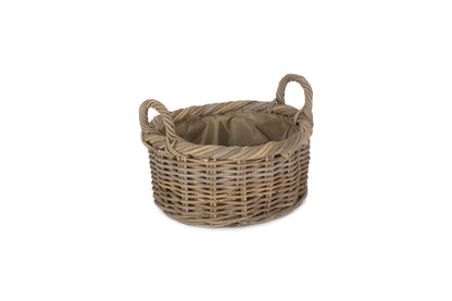 SIZE 1 OVAL RATTAN STORAGE BASKET with CORDURA LINING