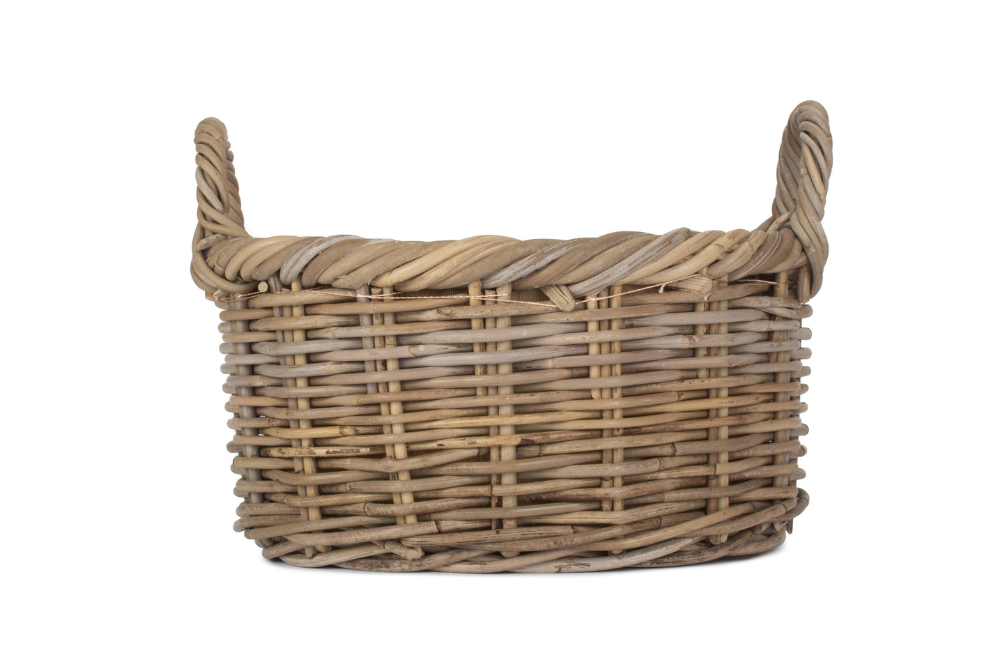SIZE 1 OVAL RATTAN STORAGE BASKET with CORDURA LINING