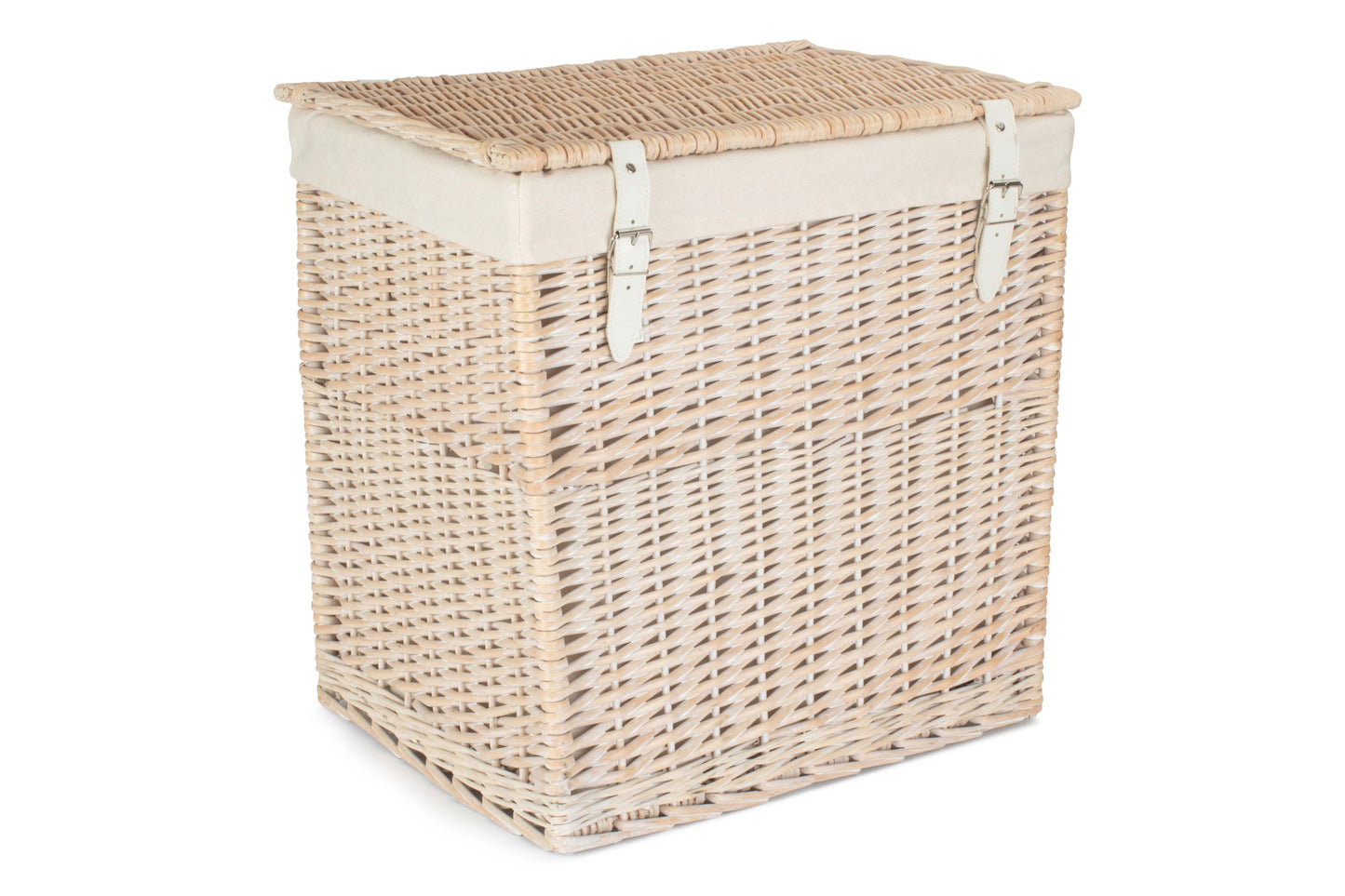 SIZE 2 - BOUTIQUE WHITE WASH STORAGE LAUNDRY HAMPER with LINING