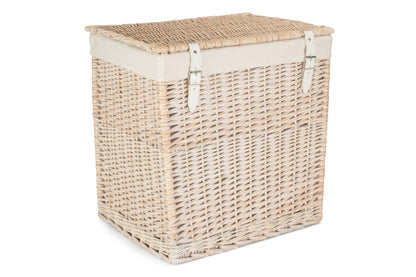 SIZE 2 - BOUTIQUE WHITE WASH STORAGE LAUNDRY HAMPER with LINING