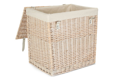 SIZE 2 - BOUTIQUE WHITE WASH STORAGE LAUNDRY HAMPER with LINING