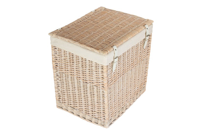 SIZE 2 - BOUTIQUE WHITE WASH STORAGE LAUNDRY HAMPER with LINING