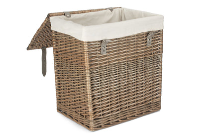 SIZE 1 - BOUTIQUE ANTIQUE WASH STORAGE LAUNDRY HAMPER with LINING