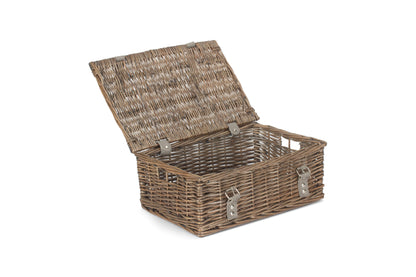14 inch EMPTY WICKER HAMPER BASKET - ANTIQUE WASH - UNLINED