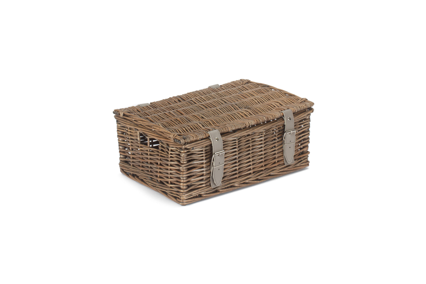 14 inch EMPTY WICKER HAMPER BASKET - ANTIQUE WASH - UNLINED