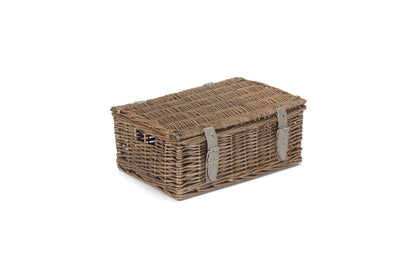 14 inch EMPTY WICKER HAMPER BASKET - ANTIQUE WASH - UNLINED