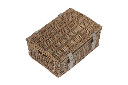 14 inch EMPTY WICKER HAMPER BASKET - ANTIQUE WASH - UNLINED