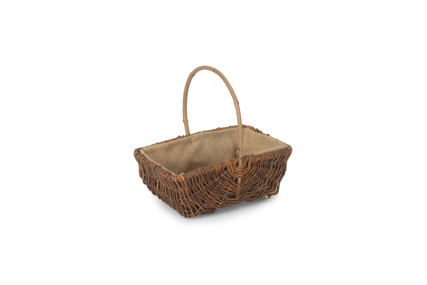 MEDIUM RECTANGULAR UNPEELED WILLOW GARDEN TRUG with HESSIAN LINING