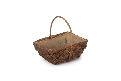 LARGE RECTANGULAR UNPEELED WILLOW GARDEN TRUG with HESSIAN LINING