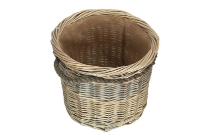 MEDIUM ANTIQUE WASH ROUND ROPE HANDLED LOG BASKET