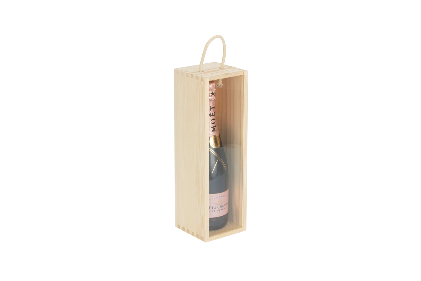 SINGLE BOTTLE WOODEN BOX with CLEAR ACRYLIC SLIDING LID
