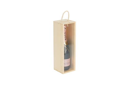 SINGLE BOTTLE WOODEN BOX with CLEAR ACRYLIC SLIDING LID
