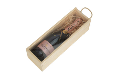 SINGLE BOTTLE WOODEN BOX with CLEAR ACRYLIC SLIDING LID