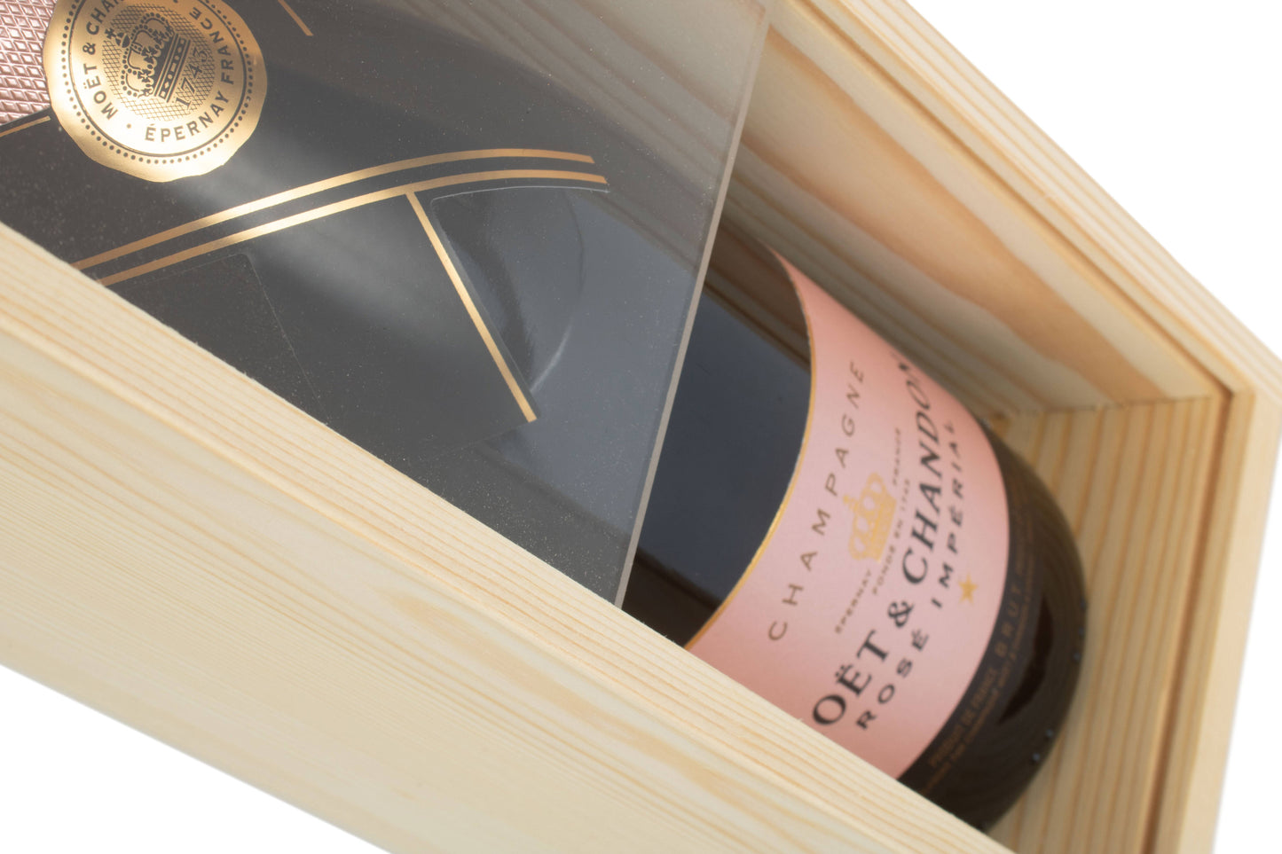SINGLE BOTTLE WOODEN BOX with CLEAR ACRYLIC SLIDING LID