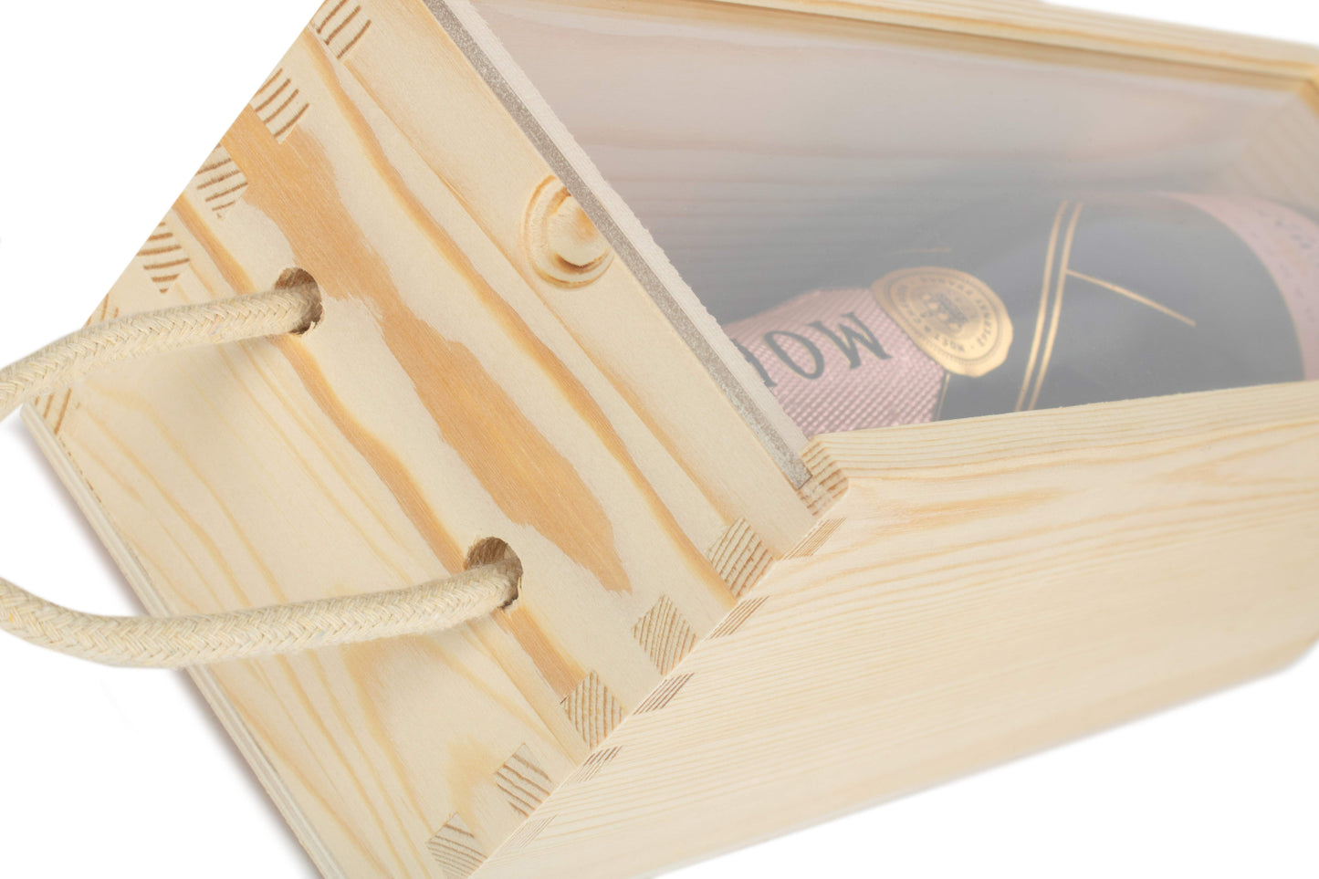 SINGLE BOTTLE WOODEN BOX with CLEAR ACRYLIC SLIDING LID