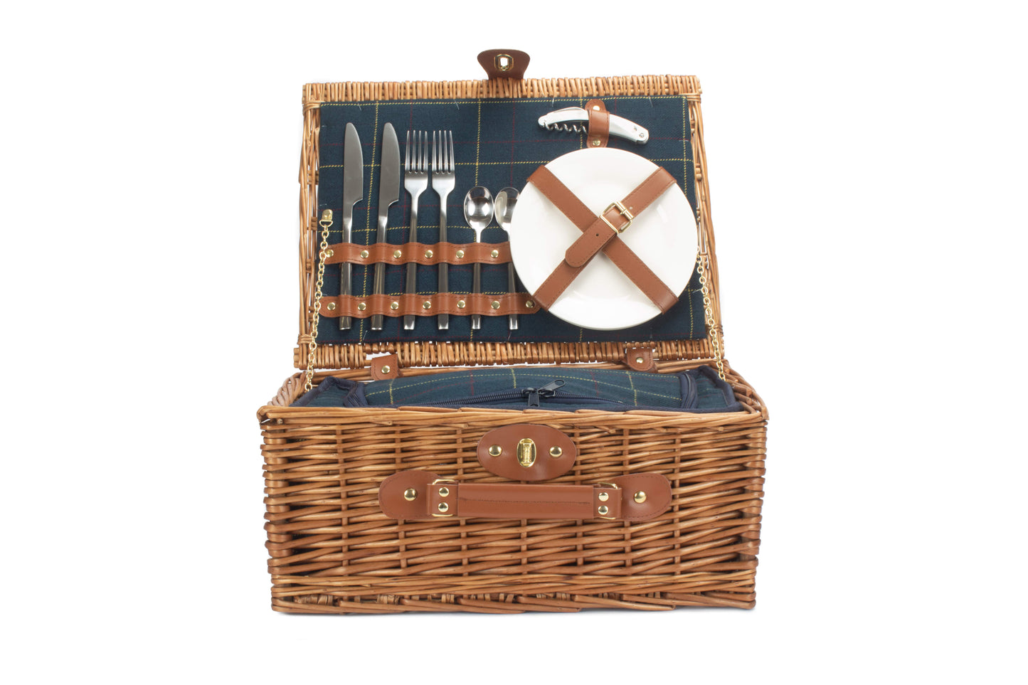 2 PERSON BLUE TWEED HAMPER