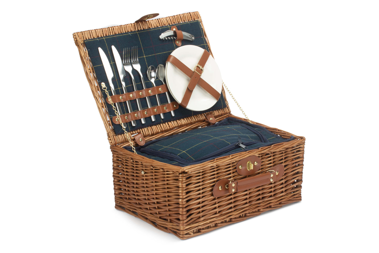 2 PERSON BLUE TWEED HAMPER