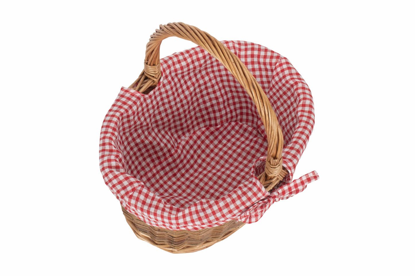 CHILD'S COUNTRY OVAL SHOPPER with RED & WHITE CHECKED LINING