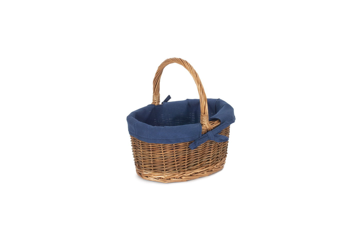 CHILD'S COUNTRY OVAL SHOPPER with NAVY BLUE LINING
