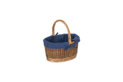 CHILD'S COUNTRY OVAL SHOPPER with NAVY BLUE LINING