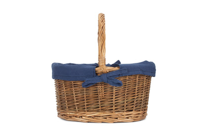 CHILD'S COUNTRY OVAL SHOPPER with NAVY BLUE LINING
