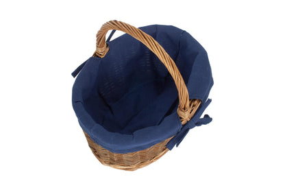 CHILD'S COUNTRY OVAL SHOPPER with NAVY BLUE LINING