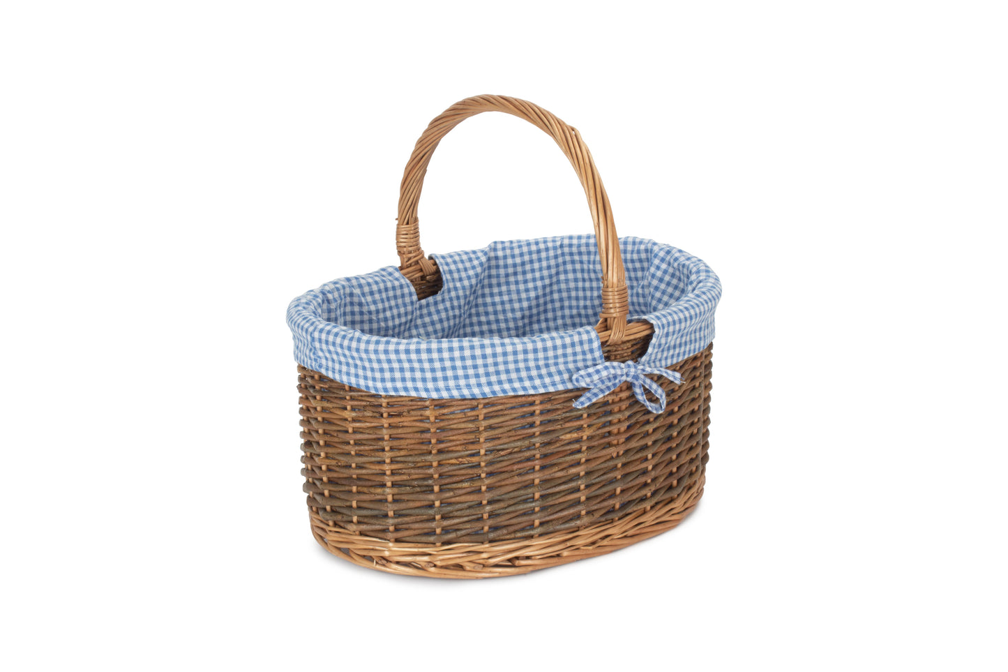 COUNTRY OVAL SHOPPER with BLUE & WHITE CHECKED LINING