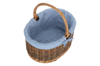 COUNTRY OVAL SHOPPER with BLUE & WHITE CHECKED LINING