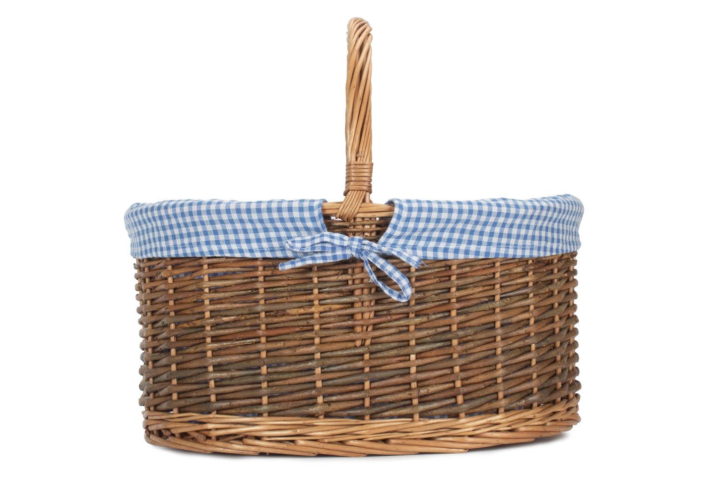COUNTRY OVAL SHOPPER with BLUE & WHITE CHECKED LINING