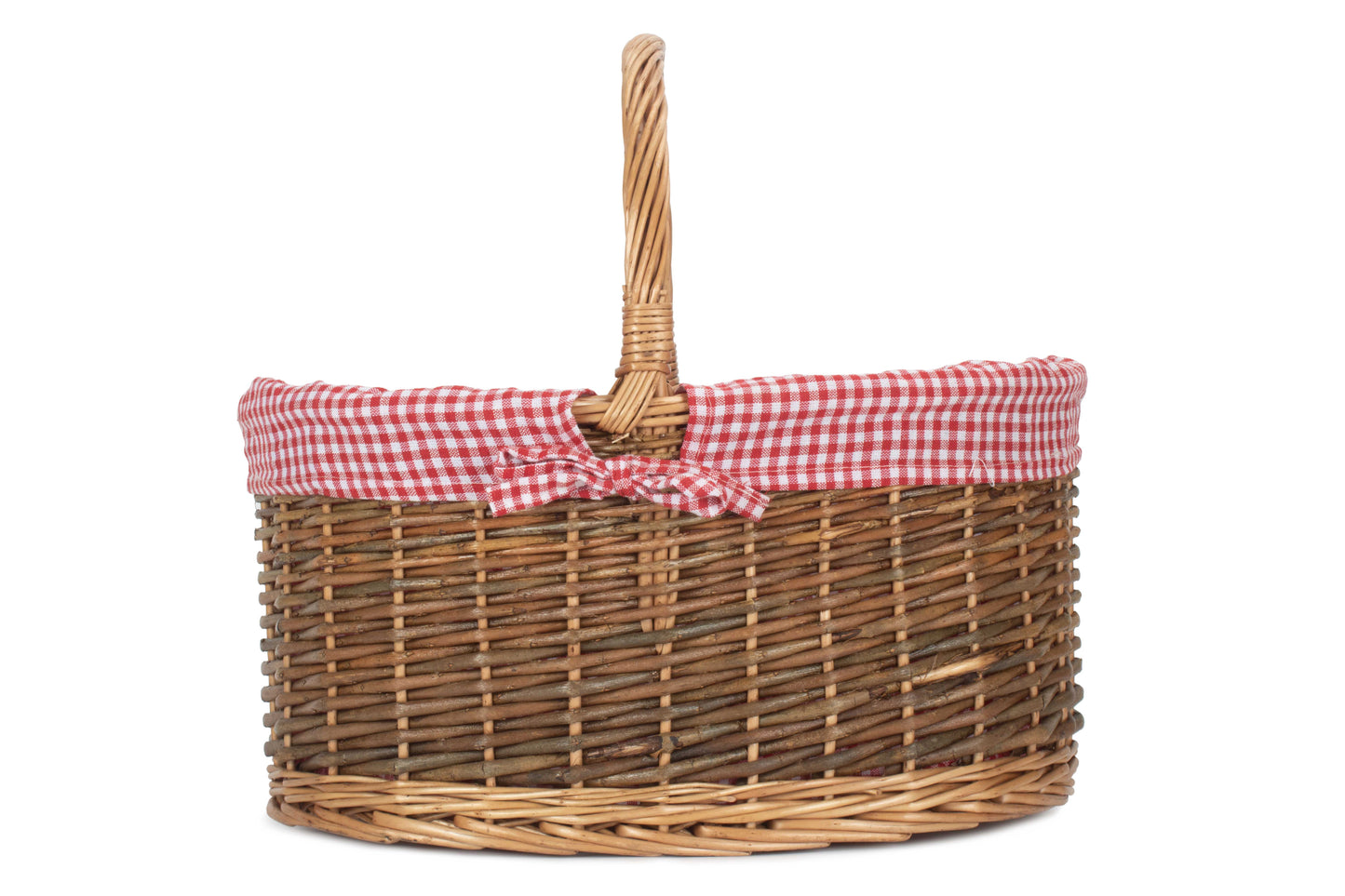 COUNTRY OVAL SHOPPER with RED & WHITE CHECKED LINING