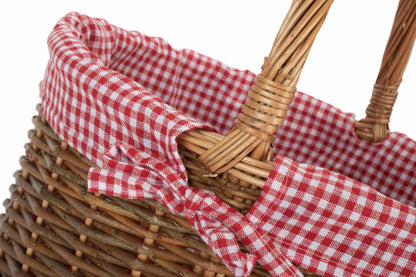 COUNTRY OVAL SHOPPER with RED & WHITE CHECKED LINING