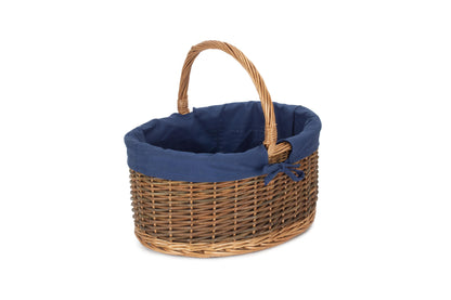 COUNTRY OVAL SHOPPER with NAVY BLUE LINING