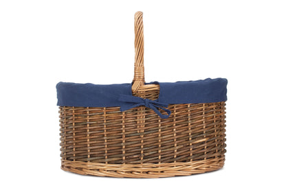 COUNTRY OVAL SHOPPER with NAVY BLUE LINING