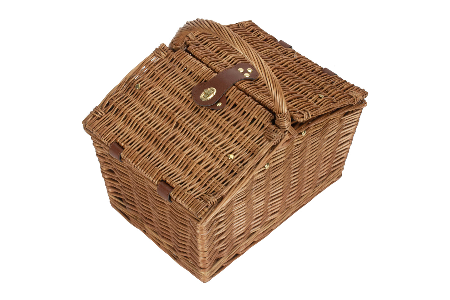 2 PERSON GREEN TWEED DOUBLE LIDDED HAMPER