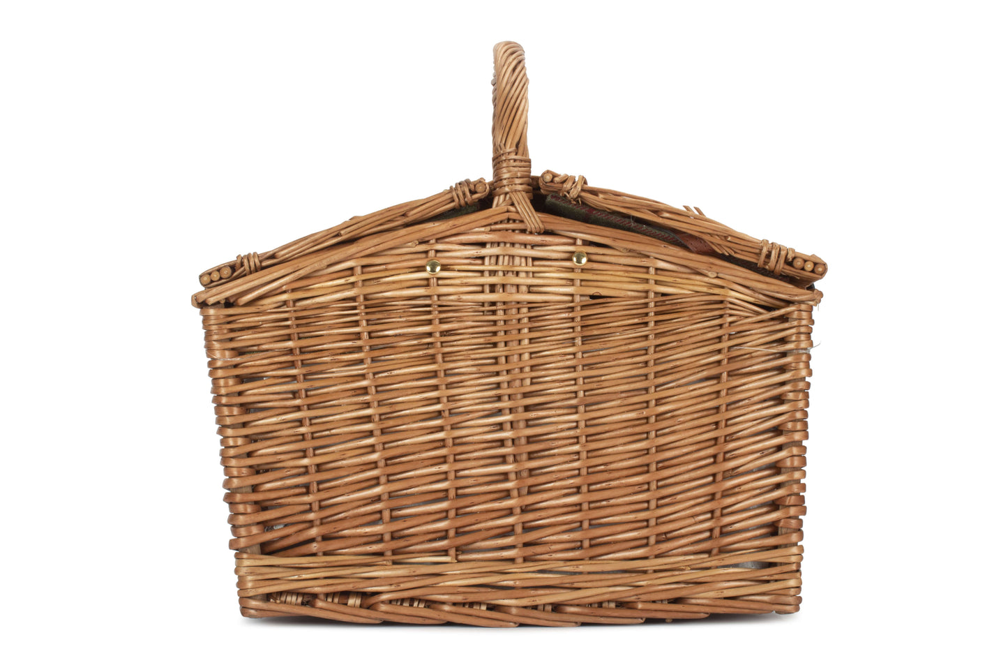 2 PERSON GREEN TWEED DOUBLE LIDDED HAMPER