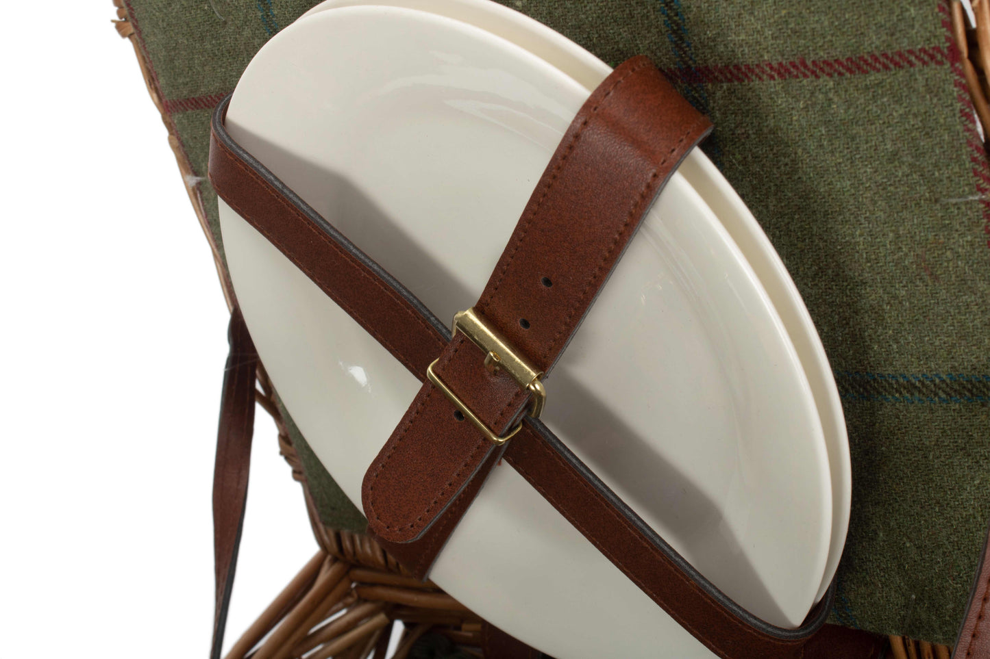 2 PERSON GREEN TWEED DOUBLE LIDDED HAMPER